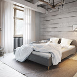 Lit rembourré 90x200 | 120x200 | 140x200 | 160x200 | 180x200 | Lit simple 200x200 cm lit double avec dossier pour chambre, chambre d'adolescent, chambre d'amis sans sommier à lattes, en 5 coloris