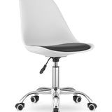 Chaise de bureau pivotante à roulettes, chaise de bureau réglable en hauteur en polypropylène et coussin en simili cuir, cadre chromé, 56,5 x 48,5 x 91,5 cm 
