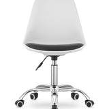 Chaise de bureau pivotante à roulettes, chaise de bureau réglable en hauteur en polypropylène et coussin en simili cuir, cadre chromé, 56,5 x 48,5 x 91,5 cm 