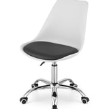 Chaise de bureau pivotante à roulettes, chaise de bureau réglable en hauteur en polypropylène et coussin en simili cuir, cadre chromé, 56,5 x 48,5 x 91,5 cm 
