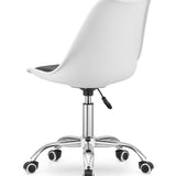 Chaise de bureau pivotante à roulettes, chaise de bureau réglable en hauteur en polypropylène et coussin en simili cuir, cadre chromé, 56,5 x 48,5 x 91,5 cm 