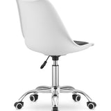 Chaise de bureau pivotante à roulettes, chaise de bureau réglable en hauteur en polypropylène et coussin en simili cuir, cadre chromé, 56,5 x 48,5 x 91,5 cm 