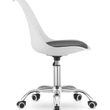 Chaise de bureau pivotante à roulettes, chaise de bureau réglable en hauteur en polypropylène et coussin en simili cuir, cadre chromé, 56,5 x 48,5 x 91,5 cm 
