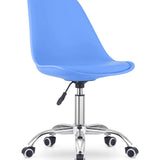 Chaise de bureau pivotante à roulettes, chaise de bureau réglable en hauteur en polypropylène et coussin en simili cuir, cadre chromé, 56,5 x 48,5 x 91,5 cm 