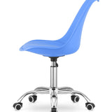 Chaise de bureau pivotante à roulettes, chaise de bureau réglable en hauteur en polypropylène et coussin en simili cuir, cadre chromé, 56,5 x 48,5 x 91,5 cm 