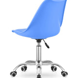 Chaise de bureau pivotante à roulettes, chaise de bureau réglable en hauteur en polypropylène et coussin en simili cuir, cadre chromé, 56,5 x 48,5 x 91,5 cm 