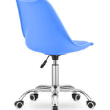 Chaise de bureau pivotante à roulettes, chaise de bureau réglable en hauteur en polypropylène et coussin en simili cuir, cadre chromé, 56,5 x 48,5 x 91,5 cm 
