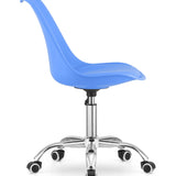 Chaise de bureau pivotante à roulettes, chaise de bureau réglable en hauteur en polypropylène et coussin en simili cuir, cadre chromé, 56,5 x 48,5 x 91,5 cm 