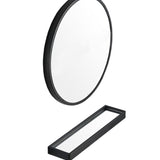 Miroir suspendu avec étagère et porte-serviettes, cadre en métal thermolaqué noir, épaisseur 3,5 cm