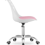Chaise pivotante à roulettes, chaise de bureau réglable, chaise de bureau avec dossier, coussin en polypropylène et simili cuir, cadre chromé, 57 x 50 x 93,5 cm 