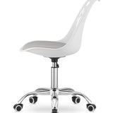 Chaise pivotante à roulettes, chaise de bureau réglable, chaise de bureau avec dossier, coussin en polypropylène et simili cuir, cadre chromé, 57 x 50 x 93,5 cm 