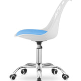 Chaise pivotante à roulettes, chaise de bureau réglable, chaise de bureau avec dossier, coussin en polypropylène et simili cuir, cadre chromé, 57 x 50 x 93,5 cm 