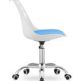 Chaise pivotante à roulettes, chaise de bureau réglable, chaise de bureau avec dossier, coussin en polypropylène et simili cuir, cadre chromé, 57 x 50 x 93,5 cm 