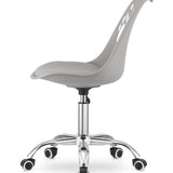 Chaise pivotante à roulettes, chaise de bureau réglable, chaise de bureau avec dossier, coussin en polypropylène et simili cuir, cadre chromé, 57 x 50 x 93,5 cm 