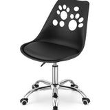 Chaise pivotante à roulettes, chaise de bureau réglable, chaise de bureau avec dossier, coussin en polypropylène et simili cuir, cadre chromé, 57 x 50 x 93,5 cm 