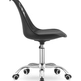Chaise pivotante à roulettes, chaise de bureau réglable, chaise de bureau avec dossier, coussin en polypropylène et simili cuir, cadre chromé, 57 x 50 x 93,5 cm 