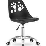 Chaise pivotante à roulettes, chaise de bureau réglable, chaise de bureau avec dossier, coussin en polypropylène et simili cuir, cadre chromé, 57 x 50 x 93,5 cm 