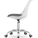 Chaise pivotante à roulettes, chaise de bureau réglable, chaise de bureau avec dossier, coussin en polypropylène et simili cuir, cadre chromé, 57 x 50 x 93,5 cm 