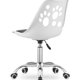 Chaise pivotante à roulettes, chaise de bureau réglable, chaise de bureau avec dossier, coussin en polypropylène et simili cuir, cadre chromé, 57 x 50 x 93,5 cm 