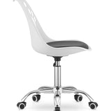 Chaise pivotante à roulettes, chaise de bureau réglable, chaise de bureau avec dossier, coussin en polypropylène et simili cuir, cadre chromé, 57 x 50 x 93,5 cm 
