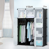 Armoire modulaire, armoire combinée, étagère enfichable, capacité de chambre de 3 kg, panneaux en polypropylène, résistant à la moisissure et à l'eau, motif noir