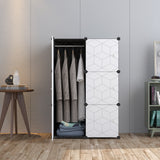 Armoire modulaire, armoire combinée, étagère enfichable, capacité de chambre de 3 kg, panneaux en polypropylène, résistant à la moisissure et à l'eau, motif noir