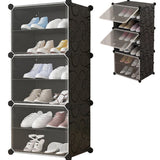Armoire à chaussures modulaire, armoire combinée, étagère enfichable, résistante à l'eau et à la moisissure, capacité de chambre de 3 kg, motif noir