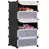 Armoire à chaussures modulaire, armoire combinée, étagère enfichable, résistante à l'eau et à la moisissure, capacité de chambre de 3 kg, motif noir