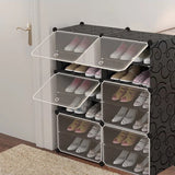 Armoire à chaussures modulaire, armoire combinée, étagère enfichable, résistante à l'eau et à la moisissure, capacité de chambre de 3 kg, motif noir