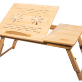 Table d'ordinateur portable en bambou, table pour ordinateur portable pliable, réglable en hauteur, multifonctionnelle, table de lit pour lire ou petit-déjeuner, table à dessin, ventilée