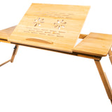 Table d'ordinateur portable en bambou, table pour ordinateur portable pliable, réglable en hauteur, multifonctionnelle, table de lit pour lire ou petit-déjeuner, table à dessin, ventilée
