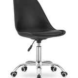 Chaise de bureau pivotante à roulettes, chaise de bureau réglable en hauteur en polypropylène et coussin en simili cuir, cadre chromé, 56,5 x 48,5 x 91,5 cm 