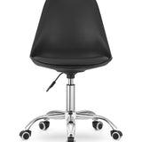 Chaise de bureau pivotante à roulettes, chaise de bureau réglable en hauteur en polypropylène et coussin en simili cuir, cadre chromé, 56,5 x 48,5 x 91,5 cm 