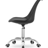 Chaise de bureau pivotante à roulettes, chaise de bureau réglable en hauteur en polypropylène et coussin en simili cuir, cadre chromé, 56,5 x 48,5 x 91,5 cm 