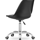 Chaise de bureau pivotante à roulettes, chaise de bureau réglable en hauteur en polypropylène et coussin en simili cuir, cadre chromé, 56,5 x 48,5 x 91,5 cm 