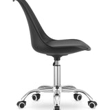 Chaise de bureau pivotante à roulettes, chaise de bureau réglable en hauteur en polypropylène et coussin en simili cuir, cadre chromé, 56,5 x 48,5 x 91,5 cm 