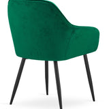 Esszimmerstuhl mit Rückenlehne und Armlehne, gepolsterter Stuhl, Samtstoff mit Metallbeinen, Lounge Büro 120 kg Sitzlast, 55,5 x 61 x 81 cm