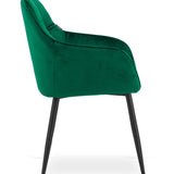 Esszimmerstuhl mit Rückenlehne und Armlehne, gepolsterter Stuhl, Samtstoff mit Metallbeinen, Lounge Büro 120 kg Sitzlast, 55,5 x 61 x 81 cm