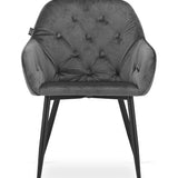 Esszimmerstuhl mit Rückenlehne und Armlehne, gepolsterter Stuhl, Samtstoff mit Metallbeinen, Lounge Büro 120 kg Sitzlast, 55,5 x 61 x 81 cm