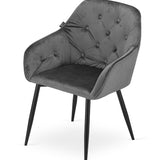 Esszimmerstuhl mit Rückenlehne und Armlehne, gepolsterter Stuhl, Samtstoff mit Metallbeinen, Lounge Büro 120 kg Sitzlast, 55,5 x 61 x 81 cm
