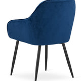 Esszimmerstuhl mit Rückenlehne und Armlehne, gepolsterter Stuhl, Samtstoff mit Metallbeinen, Lounge Büro 120 kg Sitzlast, 55,5 x 61 x 81 cm