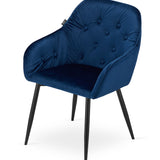 Esszimmerstuhl mit Rückenlehne und Armlehne, gepolsterter Stuhl, Samtstoff mit Metallbeinen, Lounge Büro 120 kg Sitzlast, 55,5 x 61 x 81 cm