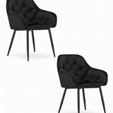 Esszimmerstuhl mit Rückenlehne und Armlehne, gepolsterter Stuhl, Samtstoff mit Metallbeinen, Lounge Büro 120 kg Sitzlast, 55,5 x 61 x 81 cm
