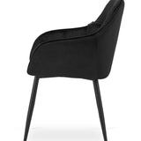 Esszimmerstuhl mit Rückenlehne und Armlehne, gepolsterter Stuhl, Samtstoff mit Metallbeinen, Lounge Büro 120 kg Sitzlast, 55,5 x 61 x 81 cm