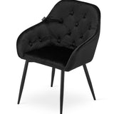 Esszimmerstuhl mit Rückenlehne und Armlehne, gepolsterter Stuhl, Samtstoff mit Metallbeinen, Lounge Büro 120 kg Sitzlast, 55,5 x 61 x 81 cm