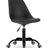 Drehstuhl mit Rollen, verstellbar Polypropylen plus Kunstlederkissen, Metallgestell, Schreibtischstuhl, Bürostuhl ohne Armlehne 56,5 x 56,5 x 96 cm schwarz