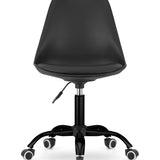 Drehstuhl mit Rollen, verstellbar Polypropylen plus Kunstlederkissen, Metallgestell, Schreibtischstuhl, Bürostuhl ohne Armlehne 56,5 x 56,5 x 96 cm schwarz