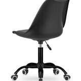 Drehstuhl mit Rollen, verstellbar Polypropylen plus Kunstlederkissen, Metallgestell, Schreibtischstuhl, Bürostuhl ohne Armlehne 56,5 x 56,5 x 96 cm schwarz