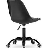 Drehstuhl mit Rollen, verstellbar Polypropylen plus Kunstlederkissen, Metallgestell, Schreibtischstuhl, Bürostuhl ohne Armlehne 56,5 x 56,5 x 96 cm schwarz