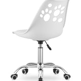 Chaise pivotante à roulettes, chaise de bureau réglable, chaise de bureau avec dossier, coussin en polypropylène et simili cuir, cadre chromé, 57 x 50 x 93,5 cm 